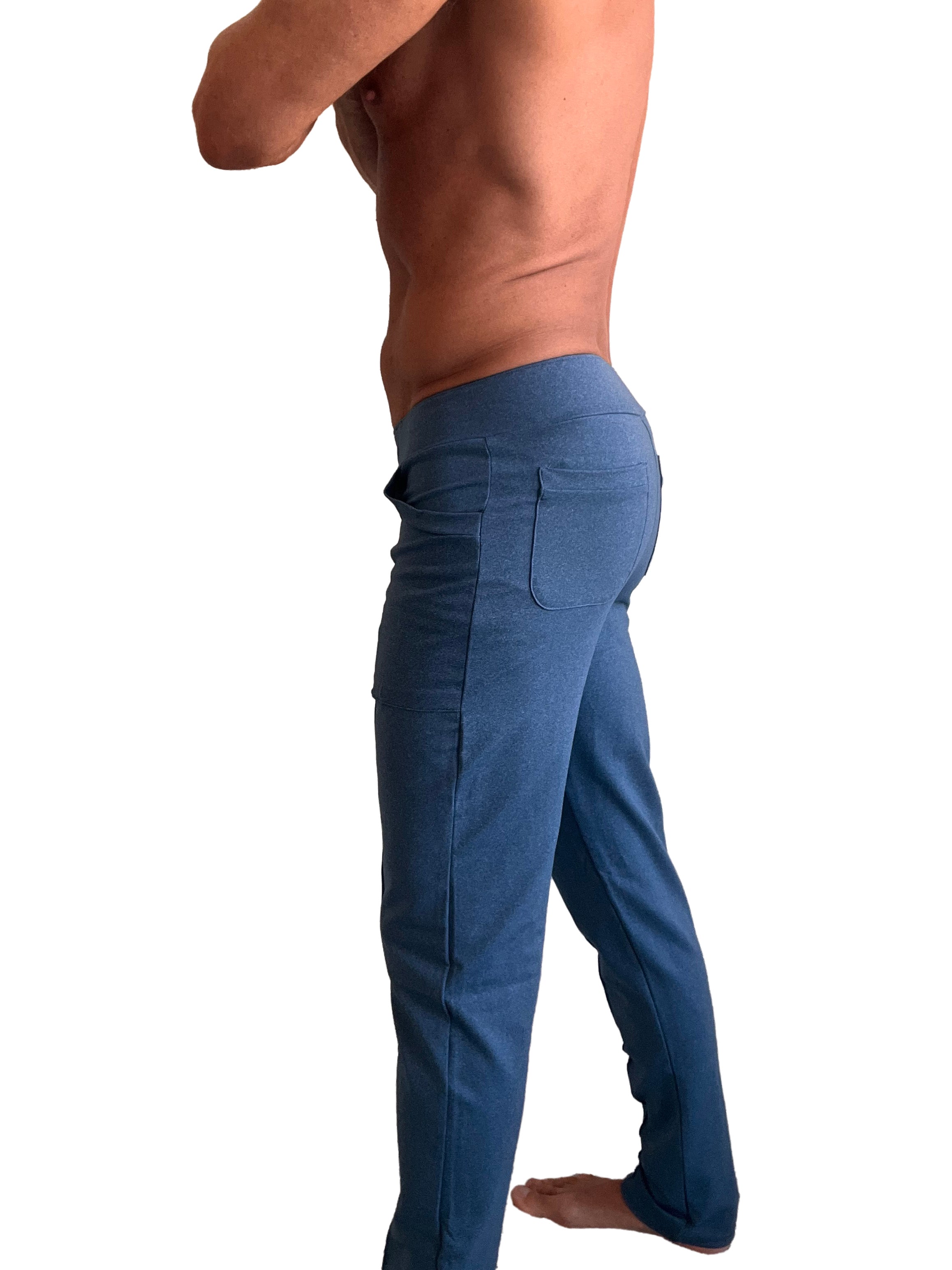 Performance premium tactical urban dress pant in coral blue heather cotton with relaxed fit and side pockets