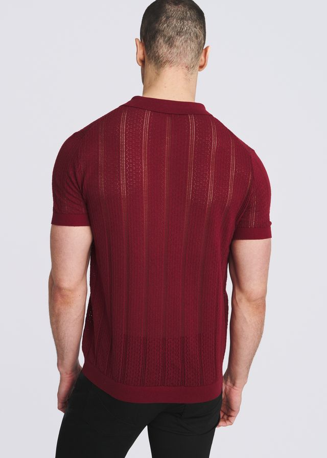 POSTMARC Men's Pointelle Knit Polo - Merlot