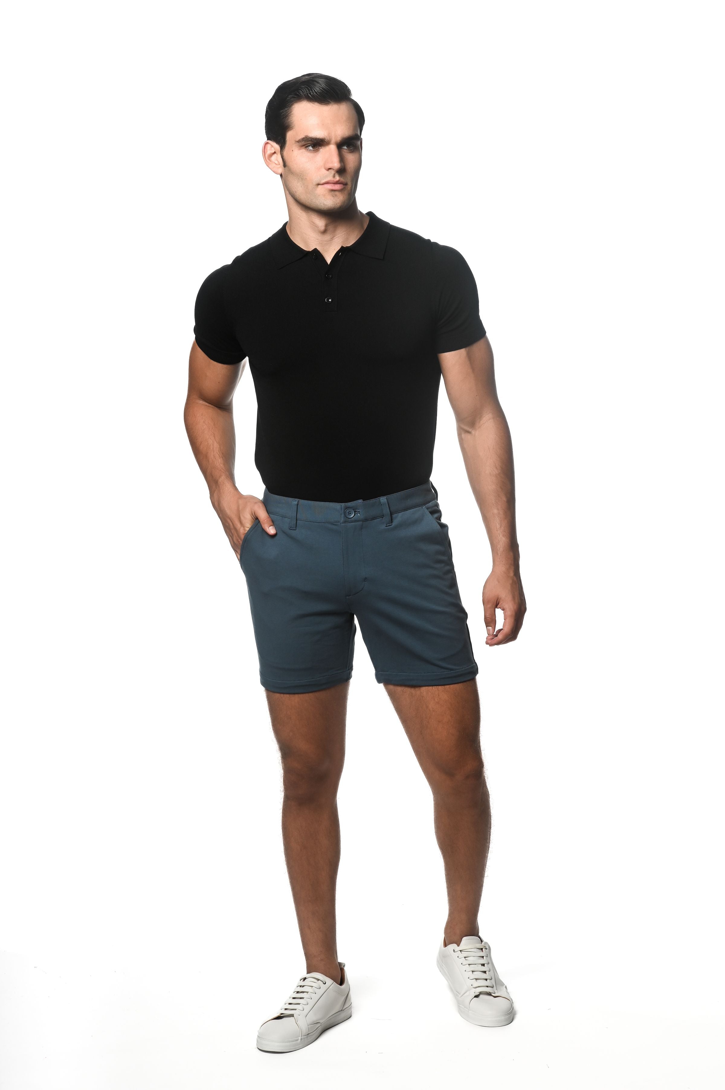 Strukturierte Chino-Shorts aus Stretch-Strick