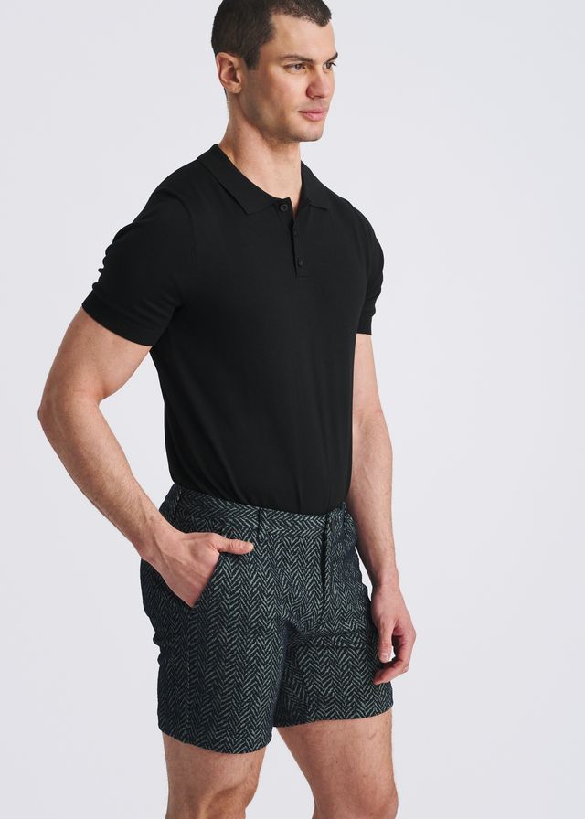 POSTMARC Men's Herringbone Jaquard Stretch Knit Chino Shorts - Admiral