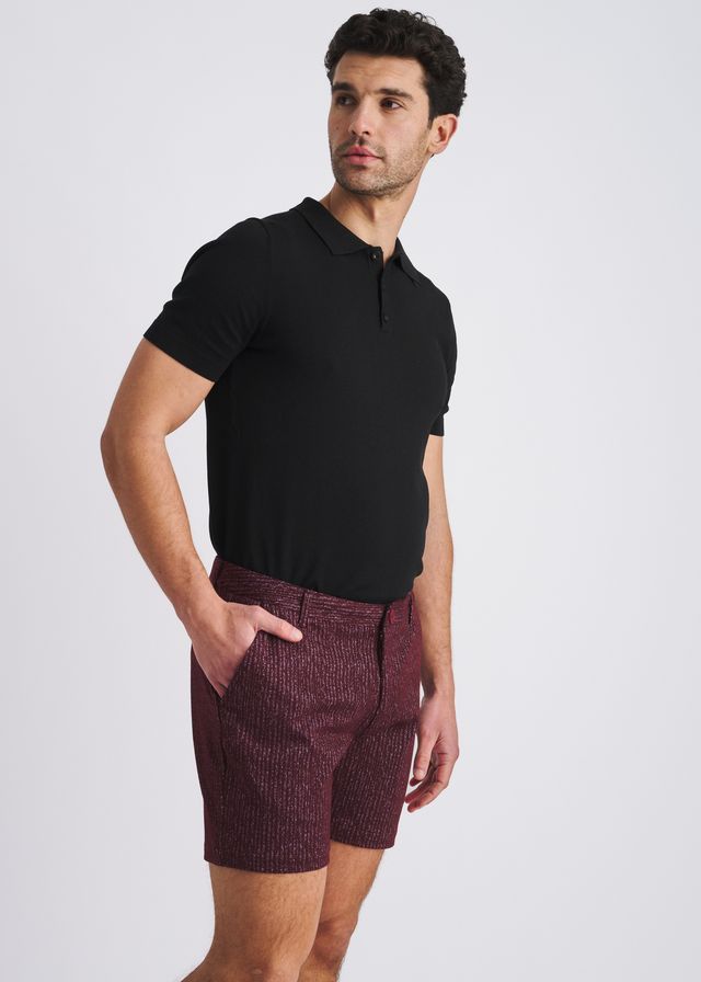 POSTMARC Men's Chalk Stripe Jaquard Stretch Knit Chino Shorts - Beet