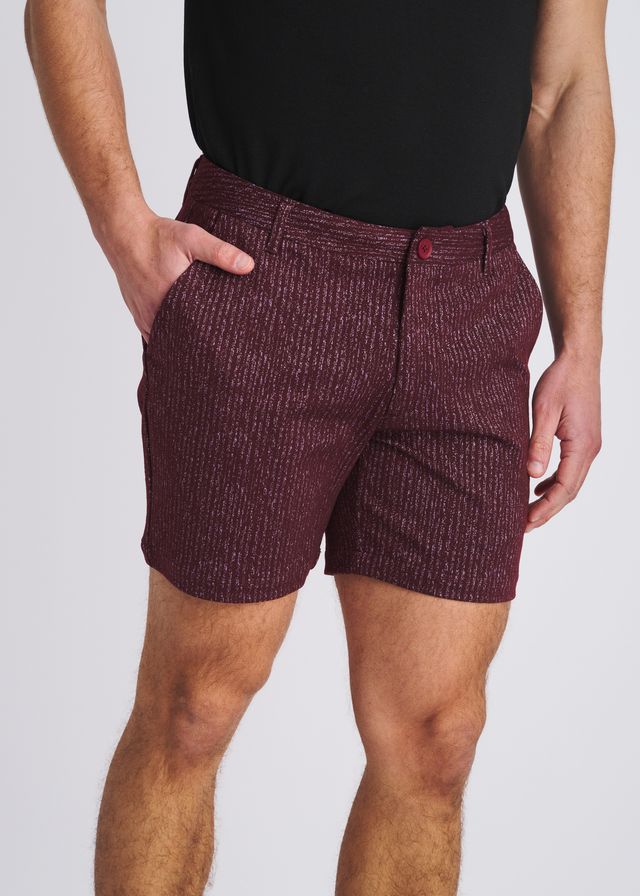 POSTMARC Men's Chalk Stripe Jaquard Stretch Knit Chino Shorts - Beet