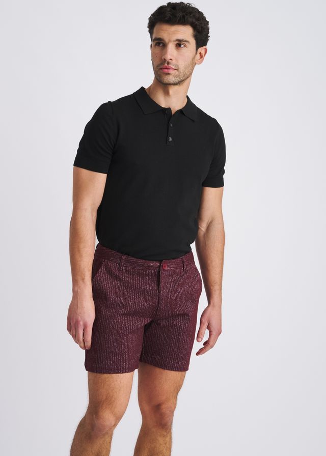 POSTMARC Men's Chalk Stripe Jaquard Stretch Knit Chino Shorts - Beet
