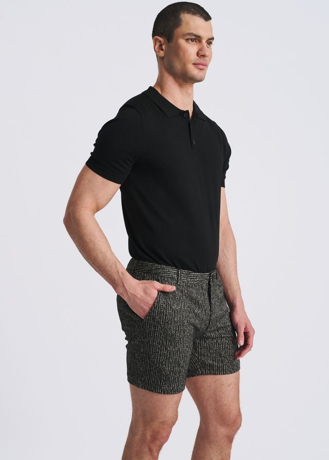 POSTMARC Chalk Stripe Jacquard Stretch Knit Chino Shorts - Black