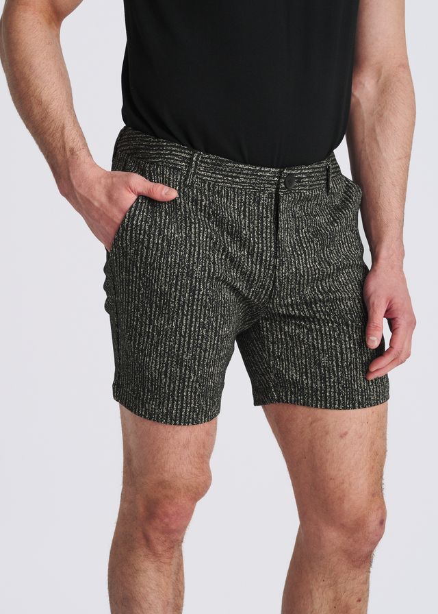 POSTMARC Chalk Stripe Jacquard Stretch Knit Chino Shorts - Black