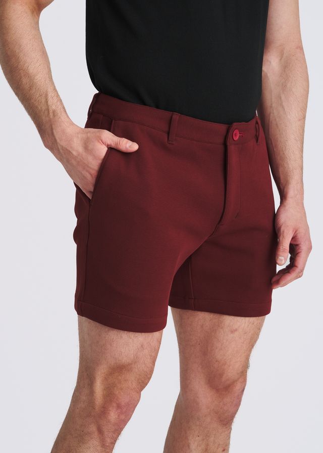 Pantalones cortos tipo chino de tejido elástico para hombre POSTMARC - Vino