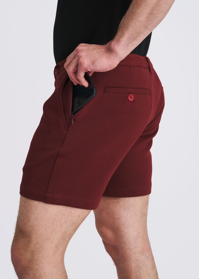 Pantalones cortos tipo chino de tejido elástico para hombre POSTMARC - Vino