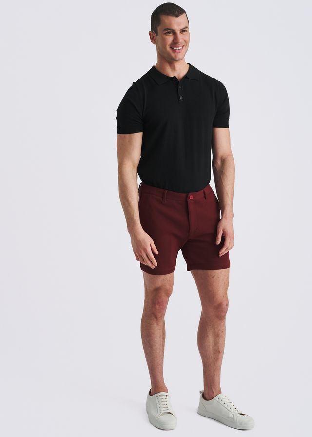 Pantalones cortos tipo chino de tejido elástico para hombre POSTMARC - Vino