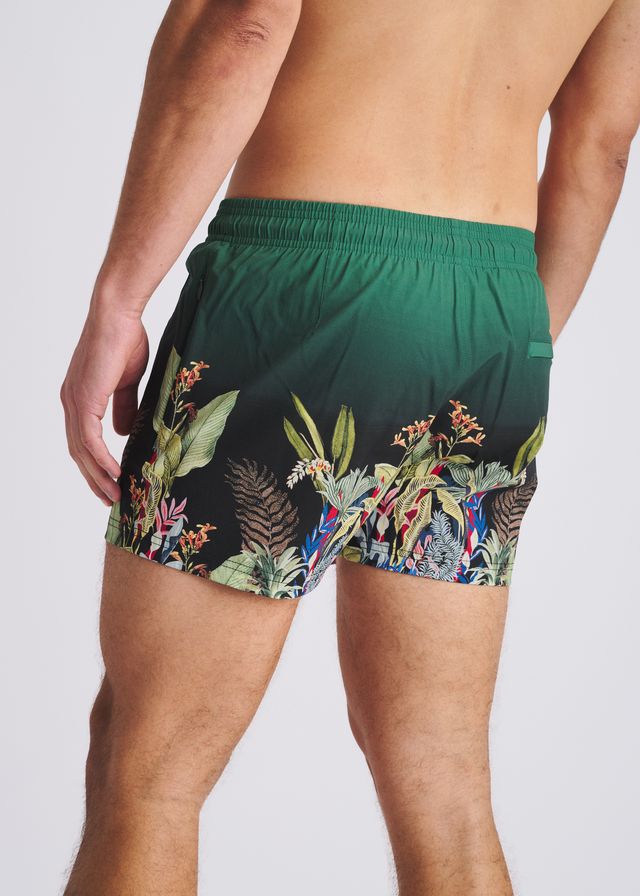 POSTMARC Fuana Print Swim Shorts W/ Mesh Lining - Emerald/Multi Fauna