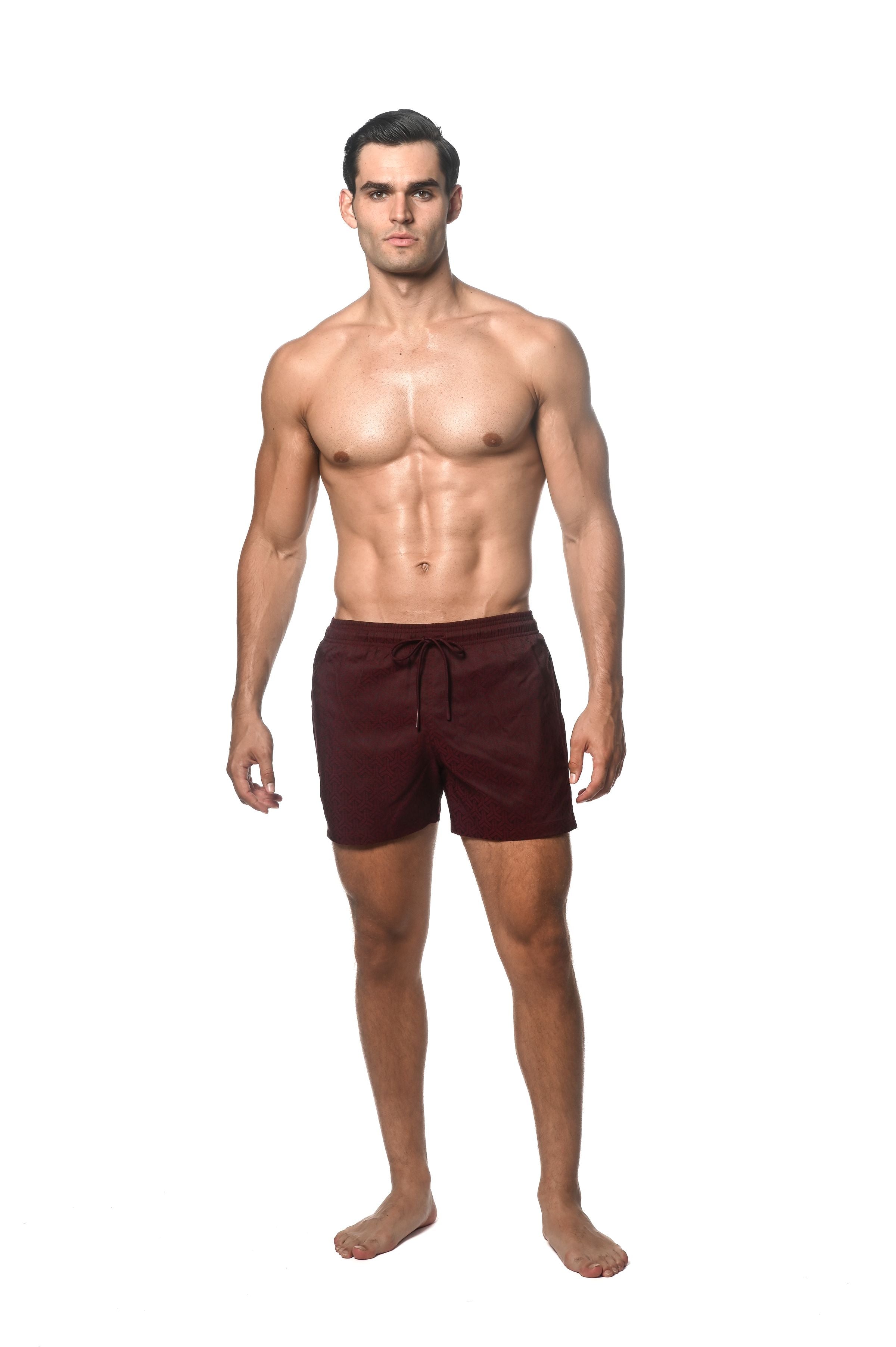 JACQUARD-BADESHORTS MIT MESH-FUTTER