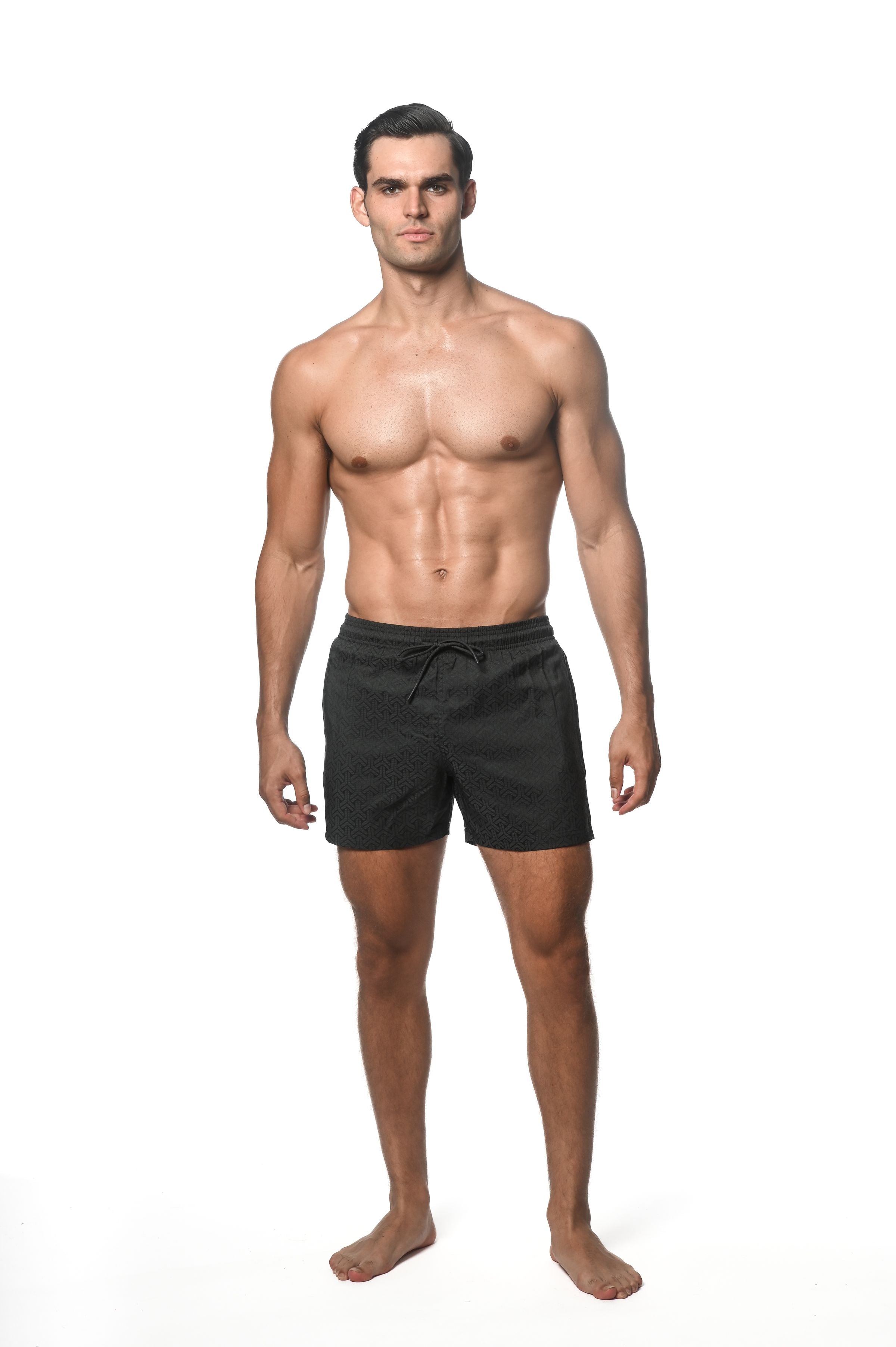 JACQUARD-BADESHORTS MIT MESH-FUTTER
