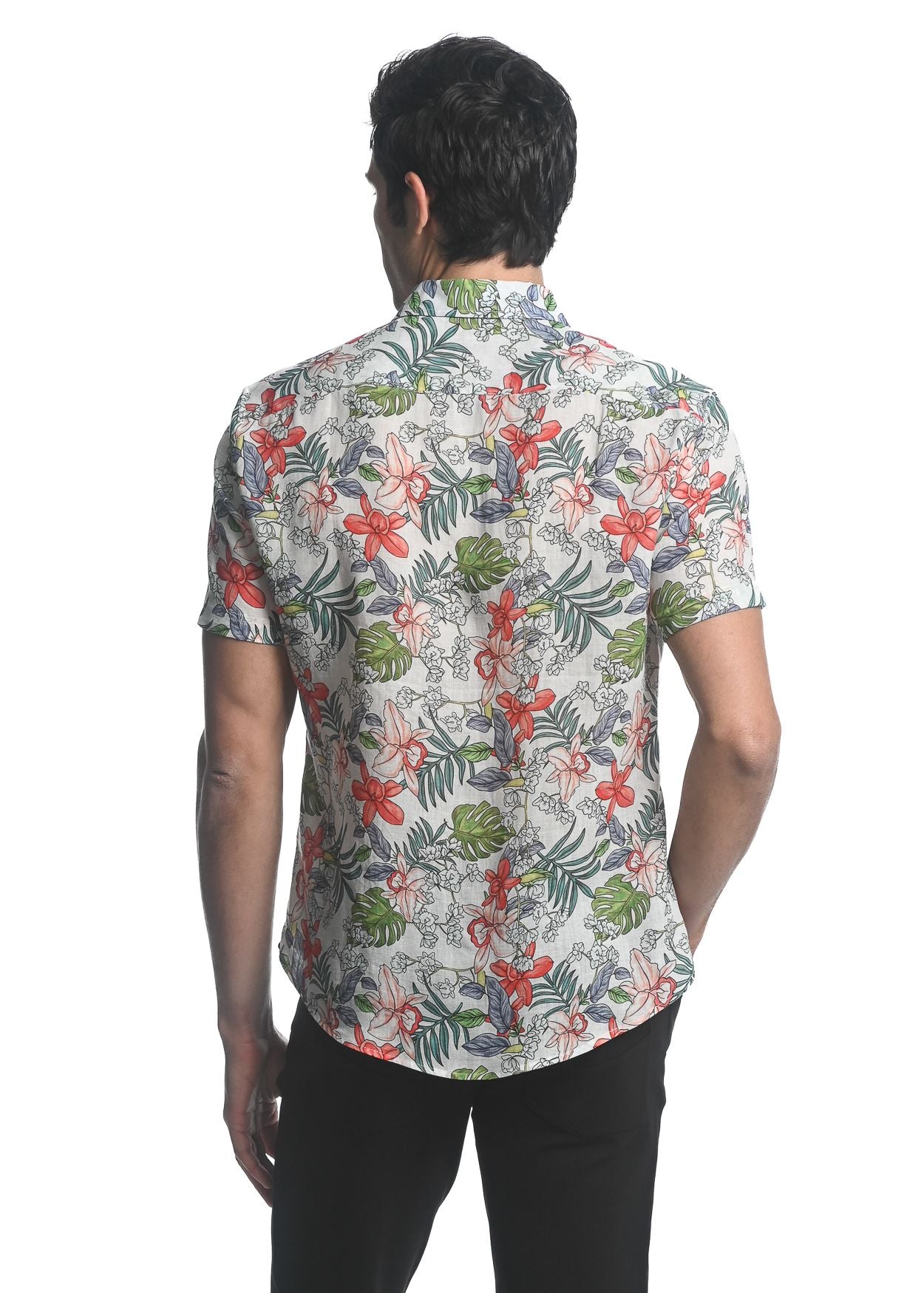 CAMISA TEJIDA MANGA LARGA DE TENCEL/LINO ORQUÍDEAS