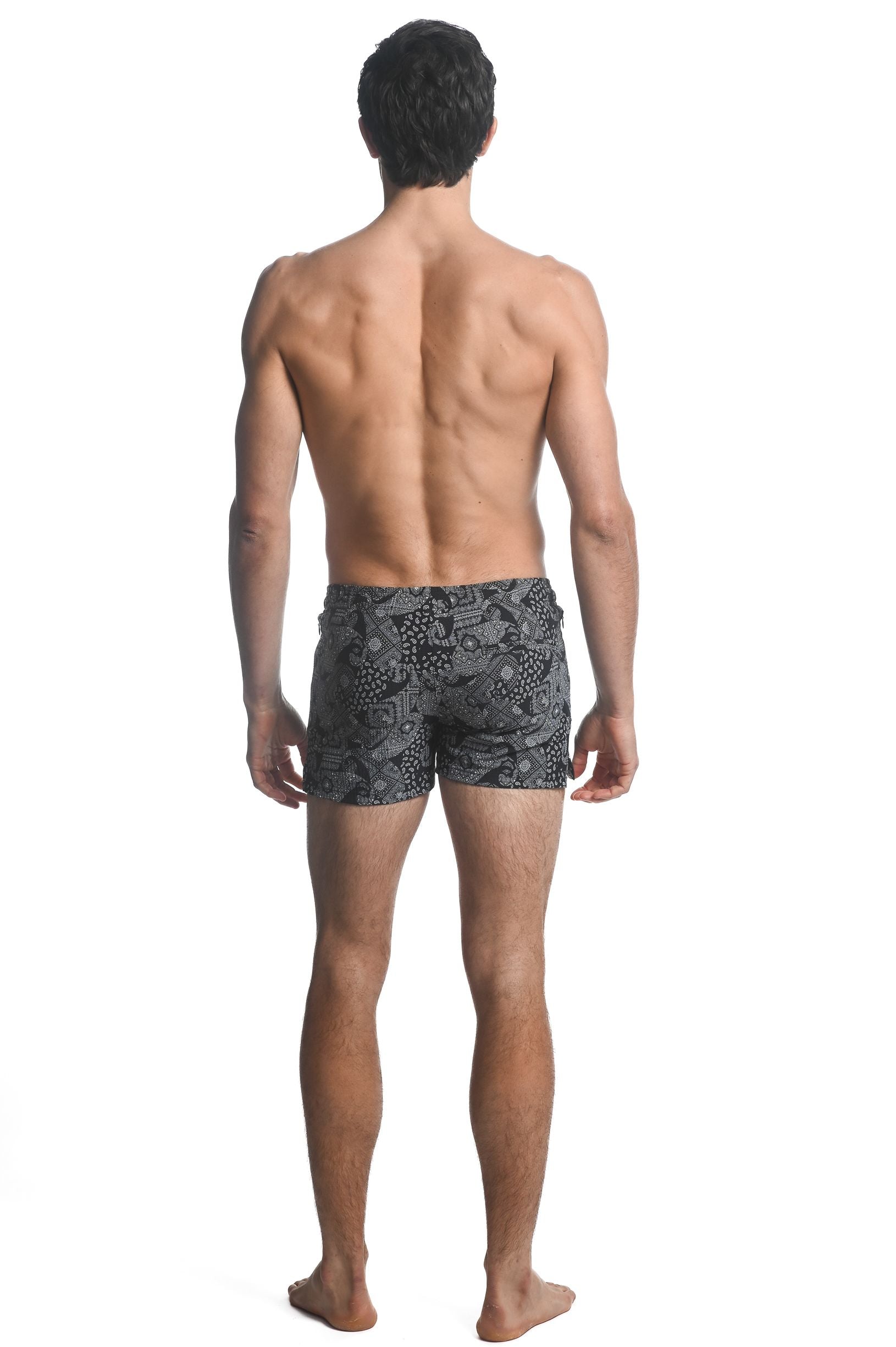 PAISLEY PRINTED SWIM SHORTS W/ MESH LINING