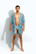 Poxeidon Men's Fauna Cover Up - Aqua Current
