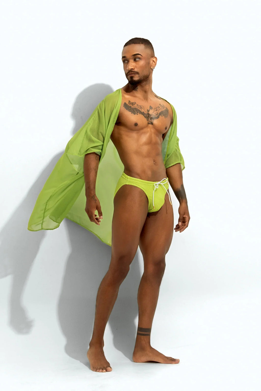 Poxeidon Men's The Solid Cover Up - Toxic Kiwi