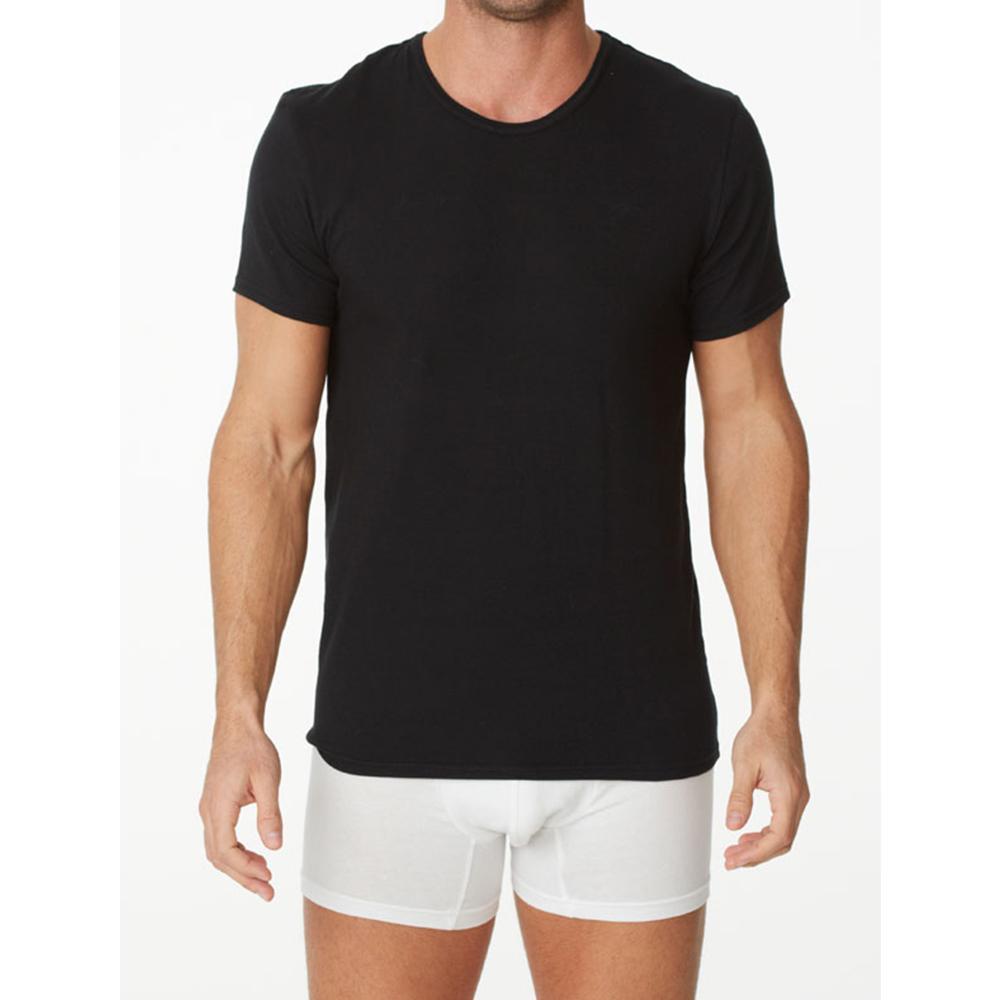 Black short-sleeved crew neck t-shirt by parker and max with soft cotton fabric for casual wear