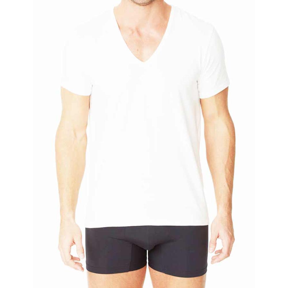 White v-neck cotton t-shirt by parker & max featuring a soft breathable fabric for casual wear