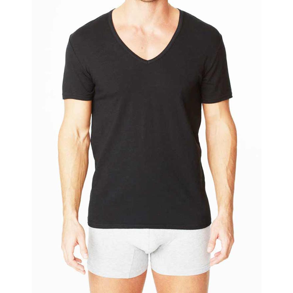 Black v-neck cotton t-shirt by parker and max featuring breathable fabric for comfortable casual wear