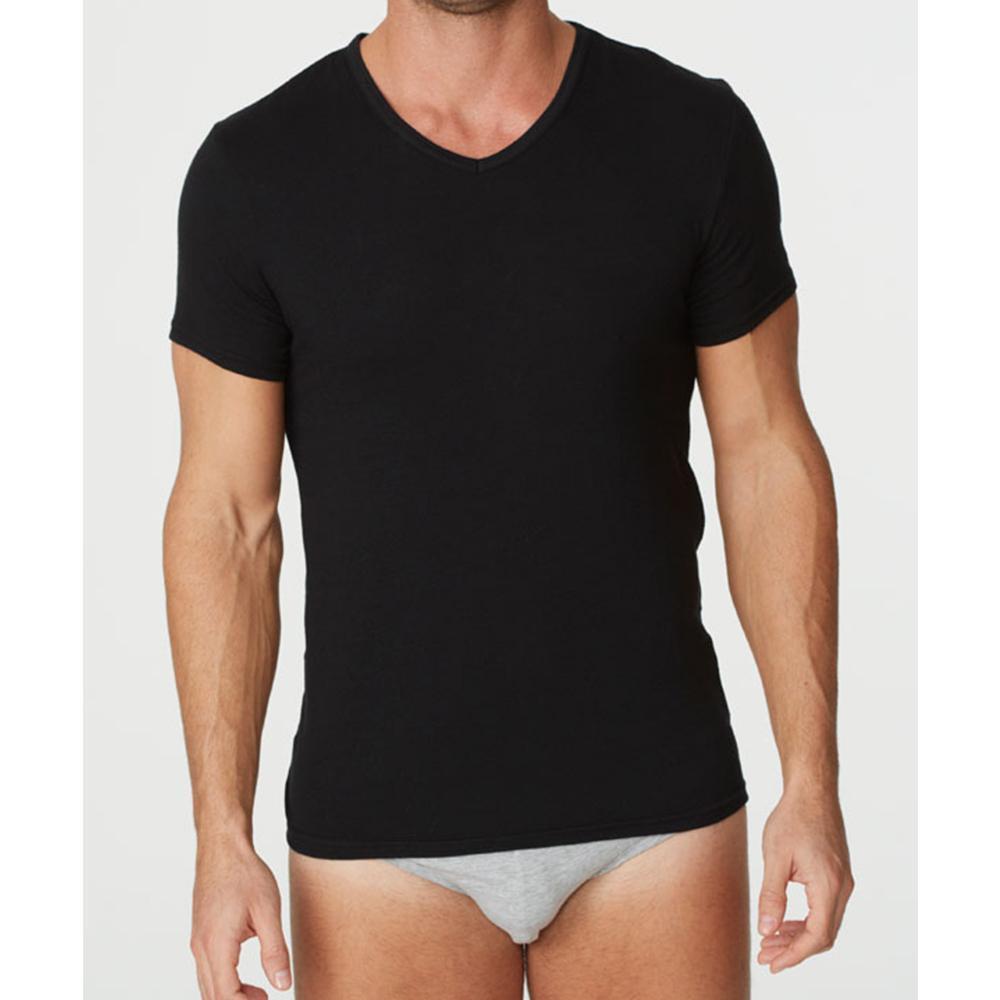 Black v-neck cotton t-shirt by Parker & Max PMFPCS_TDVN1 ideal for casual wear
