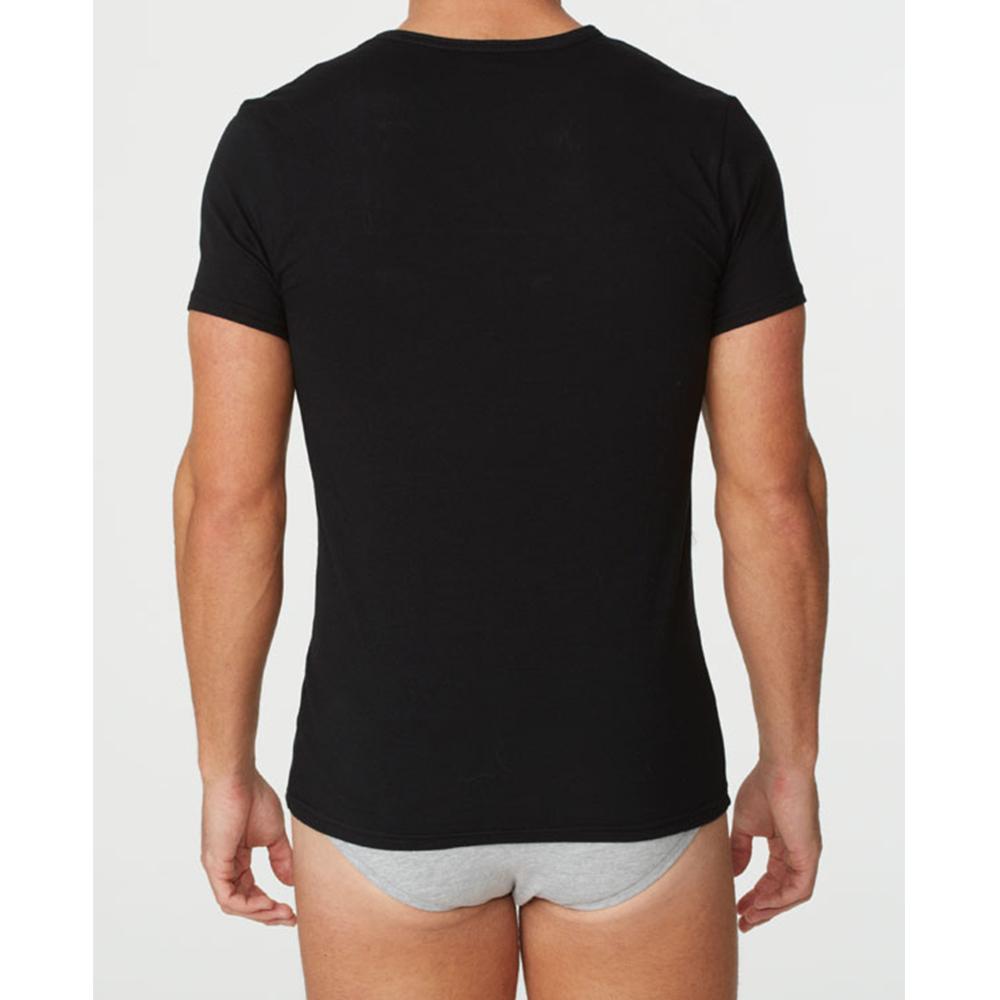 Black short-sleeved crew neck t-shirt by parker & max made from soft cotton for casual wear