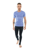 Men’s short-sleeved athletic crew-neck shirt in lavender heather fabric with fitted design perfect for workouts