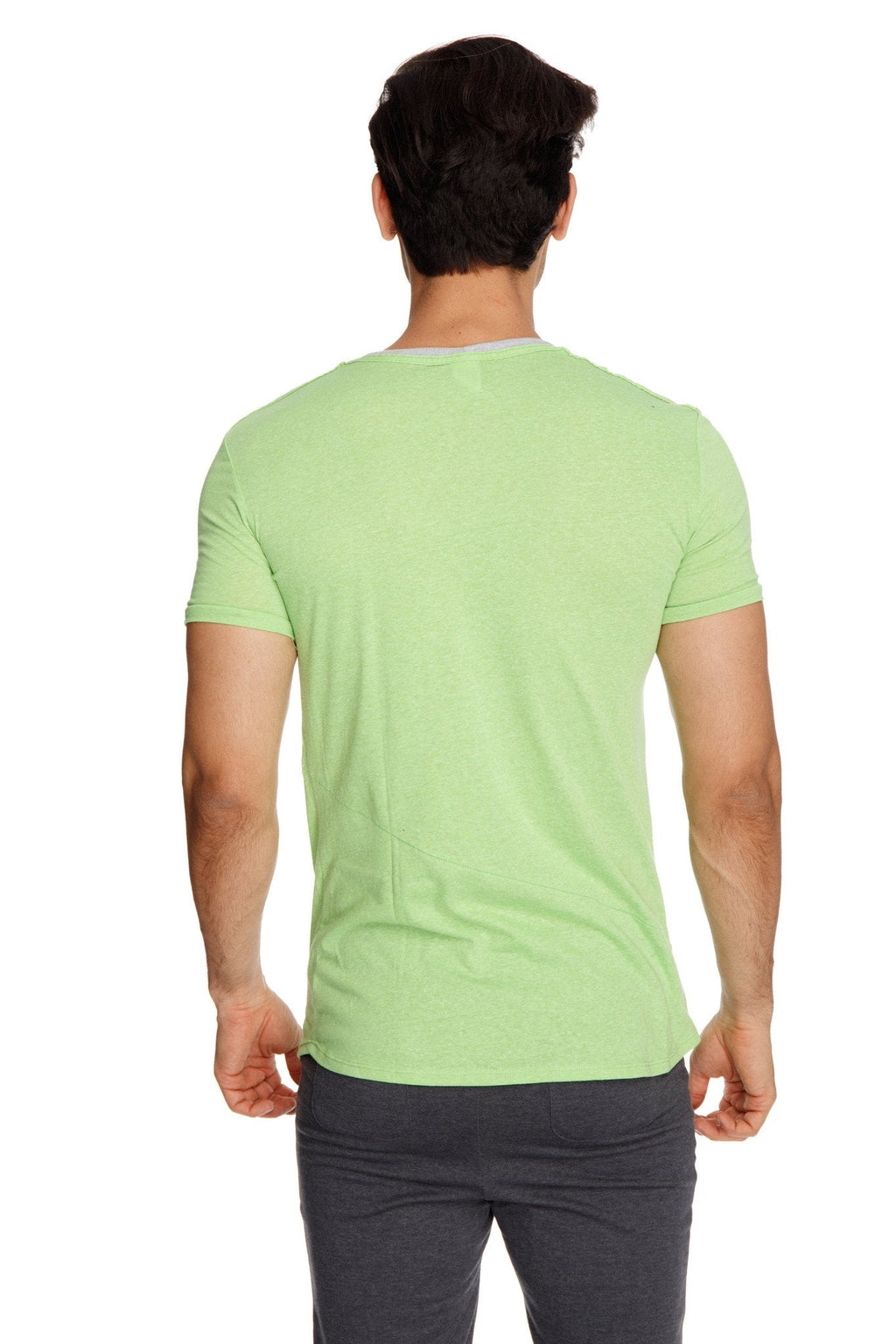 Light green perfect pocket crew-neck tee in slub fabric with short sleeves and a comfortable fit