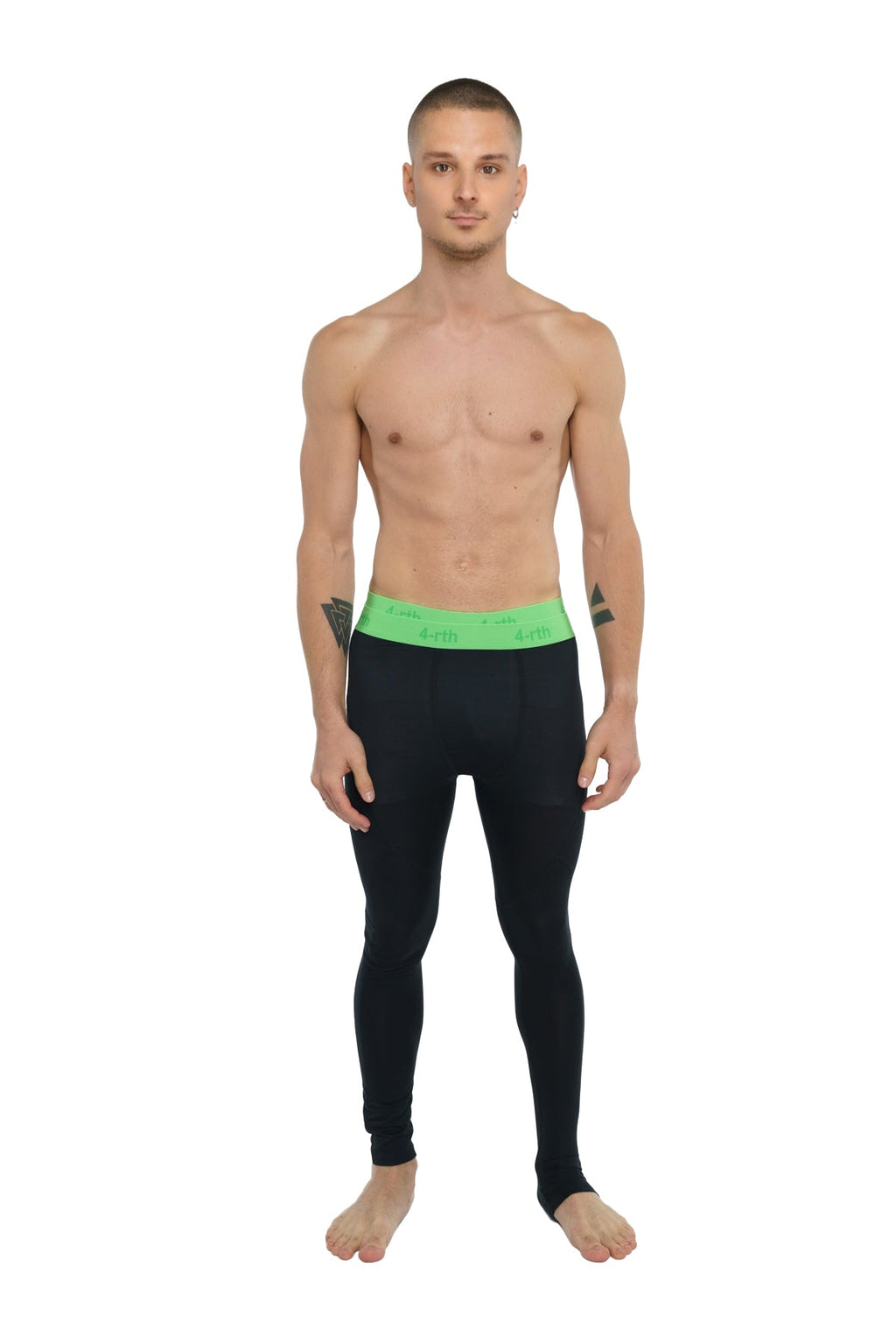Black calvin klein performance yoga leggings long with bright green waistband in carbon black color