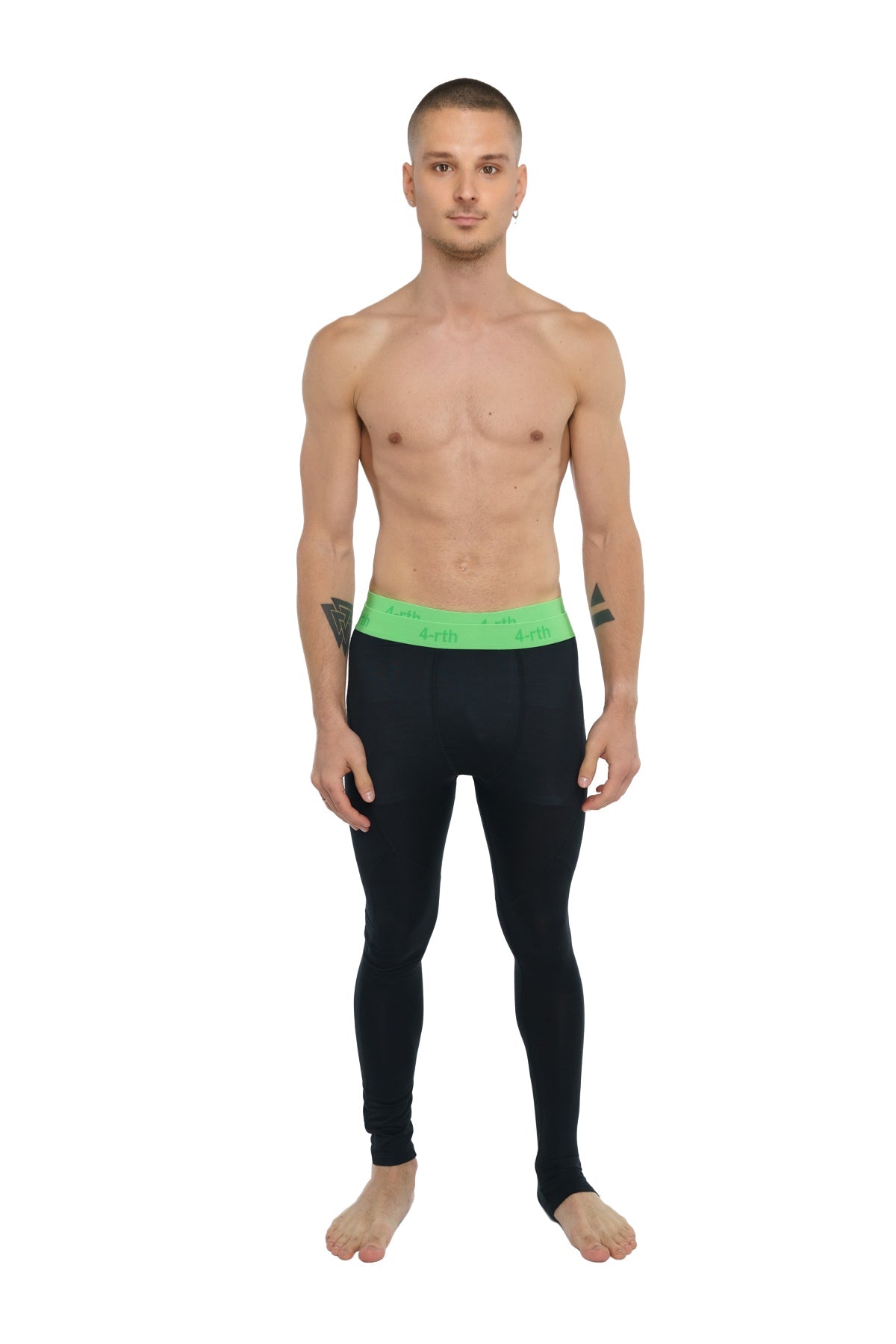 Black calvin klein performance yoga leggings long with bright green waistband in carbon black color