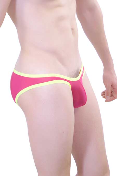 Petit-Q Big Bulge Transparent Bikini Underwear Pink/Yellow PQ161128 Size L - DealByEthan.gay loves PetitQ
