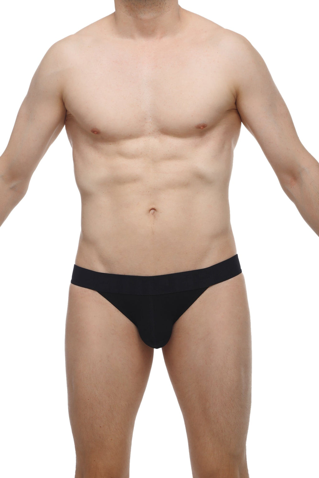 Black petitq bikini aizy modal briefs with smooth fabric finish showcasing front view