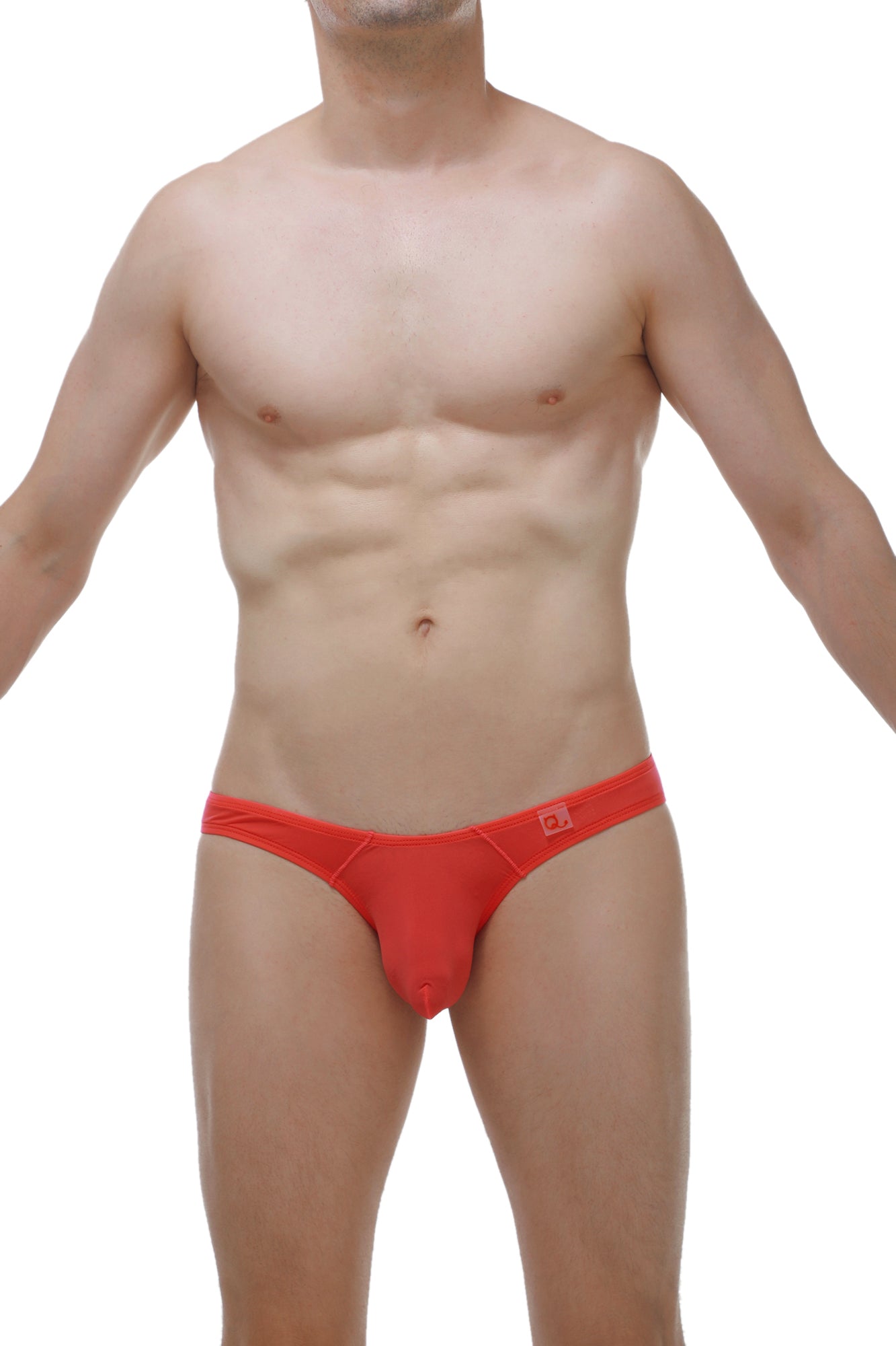 Red men’s briefs petitq bikini prulhé plum crimson with small logo on waistband in cranberry red cotton blend