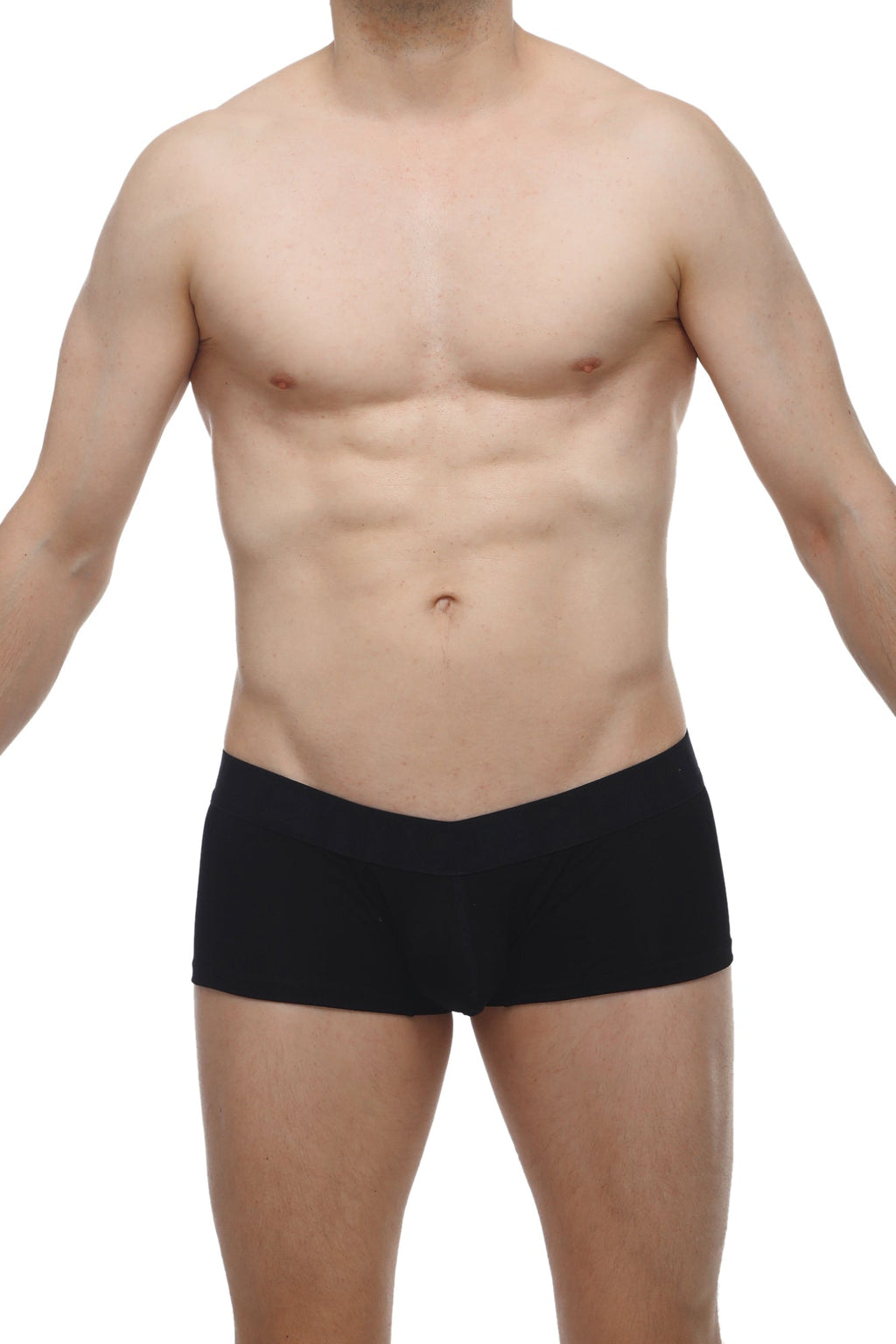 Black petitq boxer algun modal briefs with smooth form-fitting design made of modal fabric