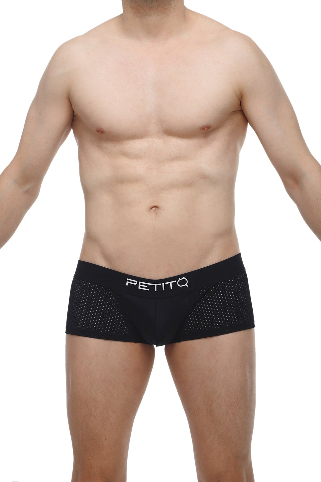 Black petitq boxer oncieux bee black briefs with perforated mesh sides for breathability and comfort
