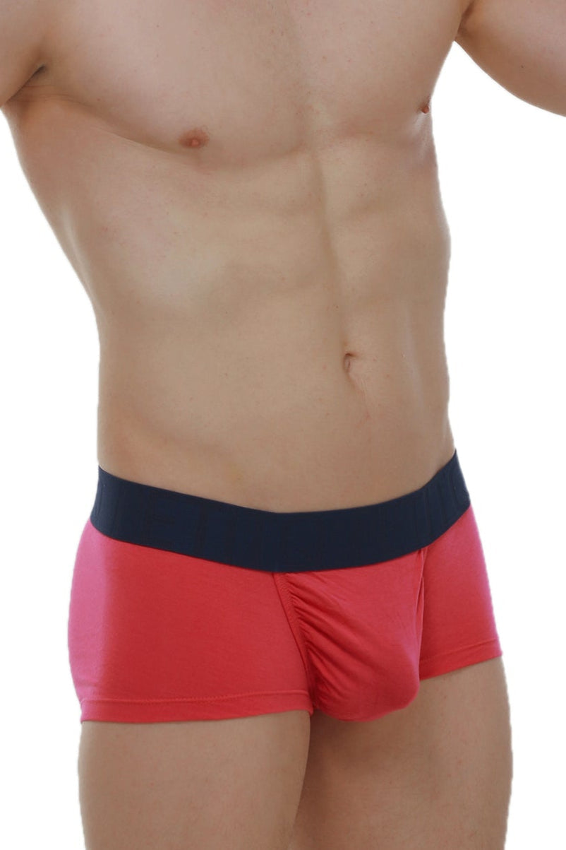 Red petitq boxer taik modal fuchsia men’s briefs with contrasting navy blue waistband for comfortable wear