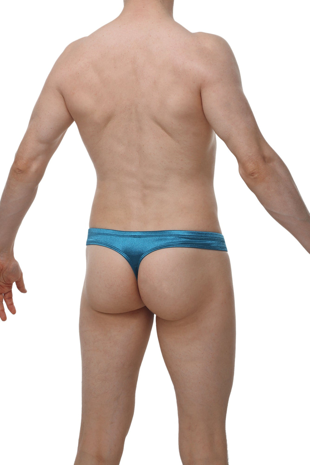 Petitq cheeky thong satin teal in blue metallic with a sleek shiny finish perfect for stylish lingerie wear