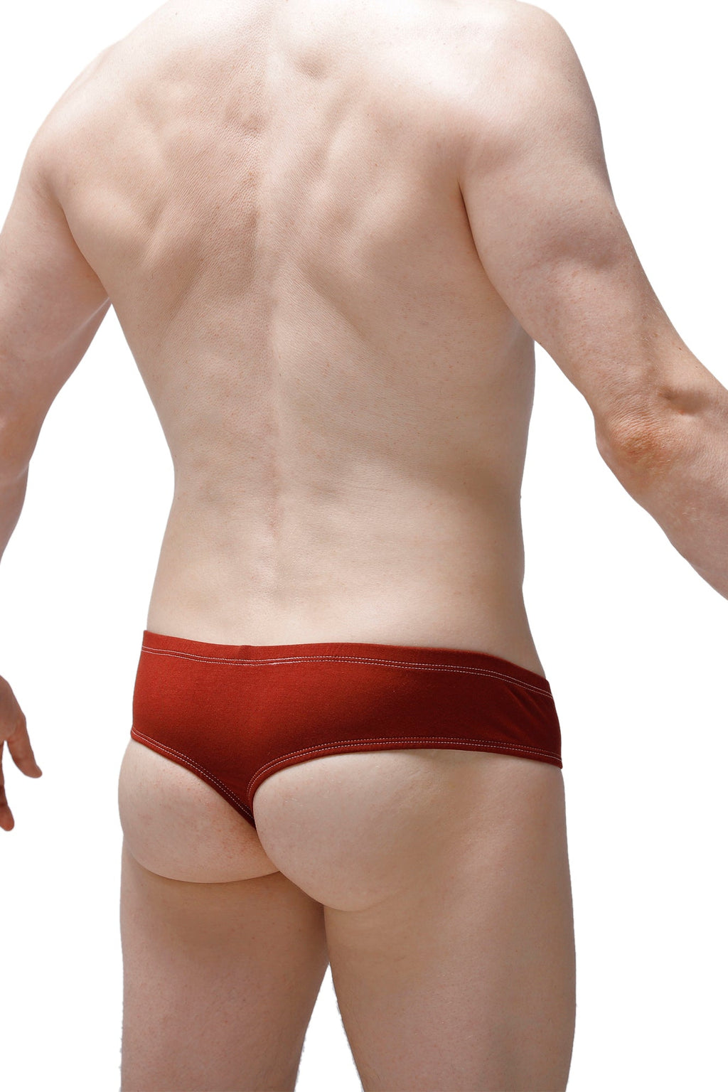 Petitq mini boxer modal burgundy red briefs with contrasting yellow stitching along the waistband