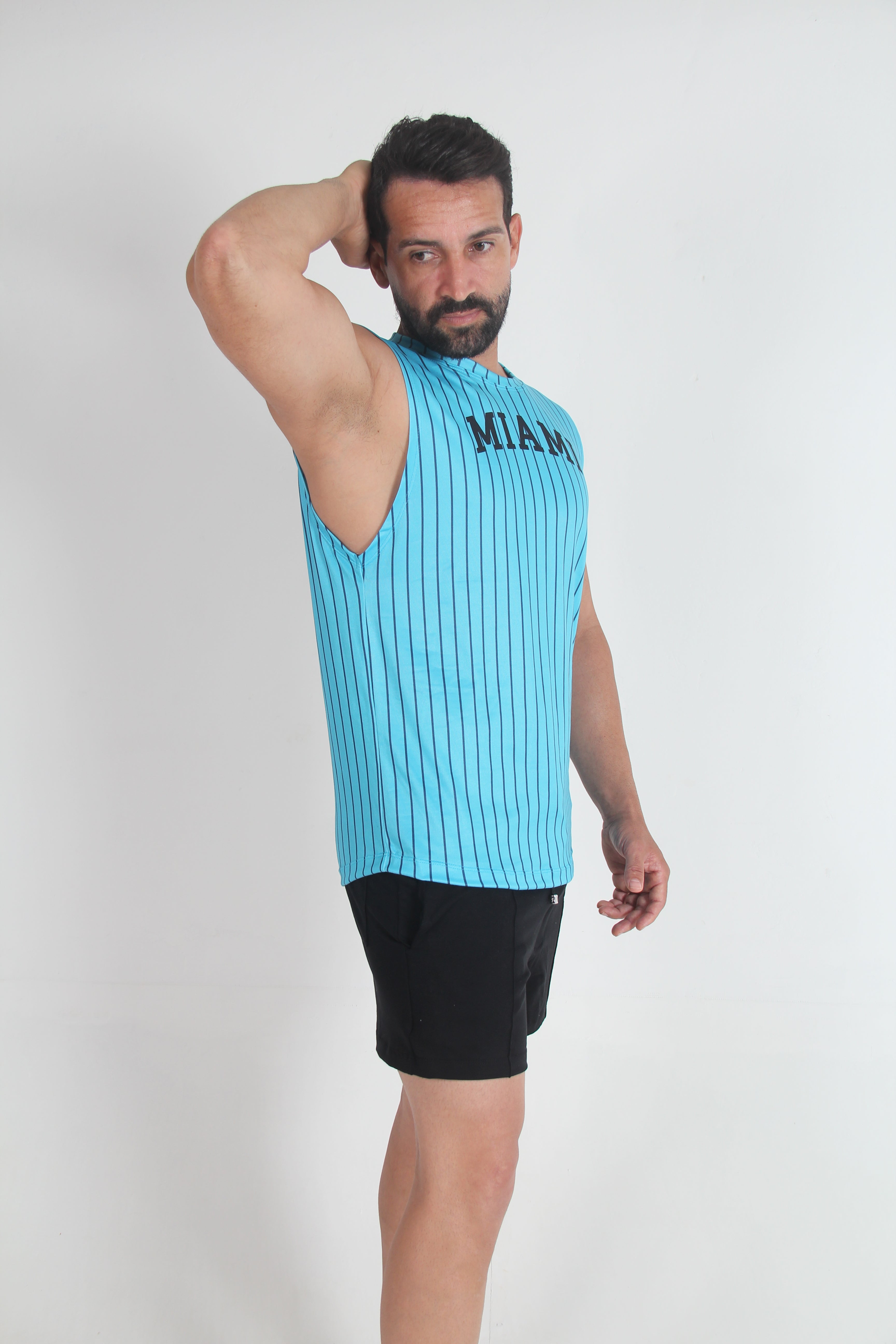 Tulio Miami Muscle Tank Top - Turquoise/Navy
