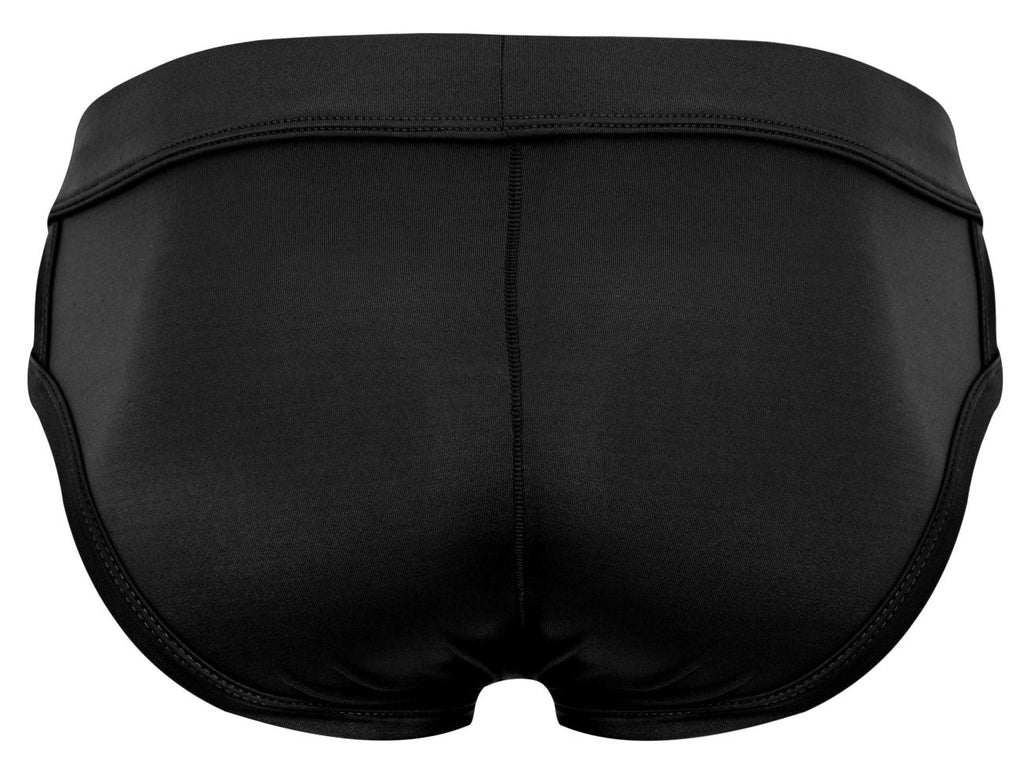 Pikante PIK 2114 Lenox briefs black swim trunks with smooth glossy finish and reinforced seam stitching