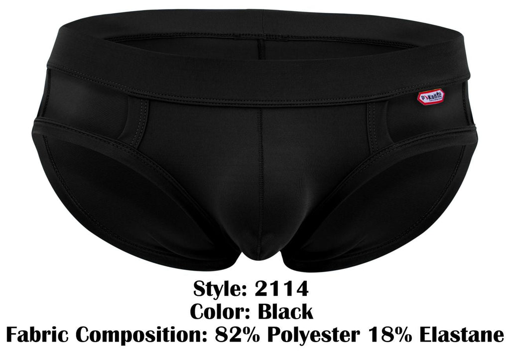 Black pikante pik 2114 lenox briefs made of 82% polyester and 18% elastane in men’s black style 2114