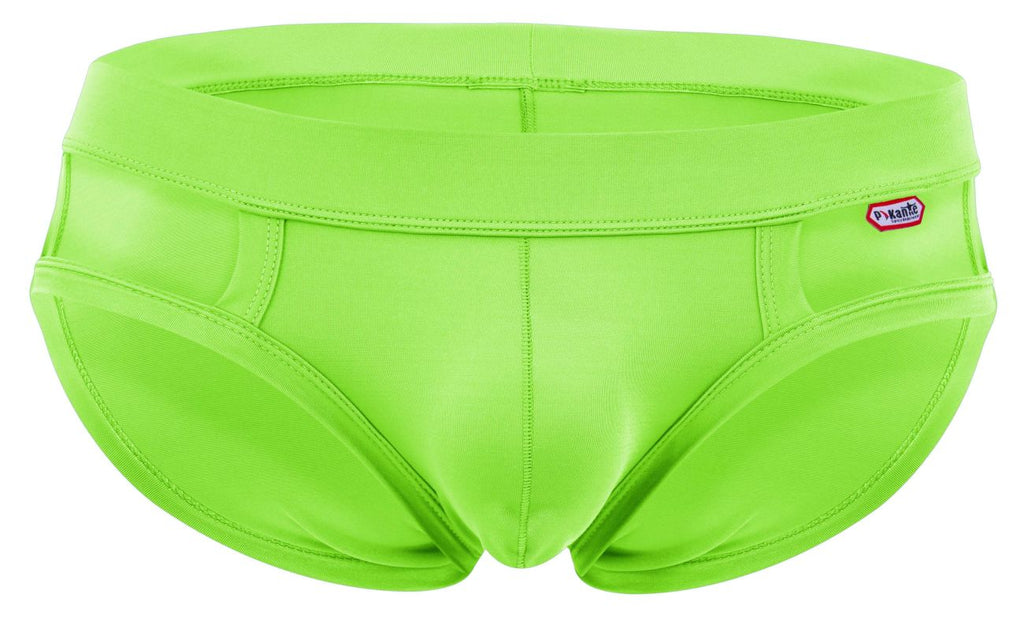 Pikante pik 2114 lenox briefs neon green snug fit men’s swim trunks with elastic waistband and side brand tag