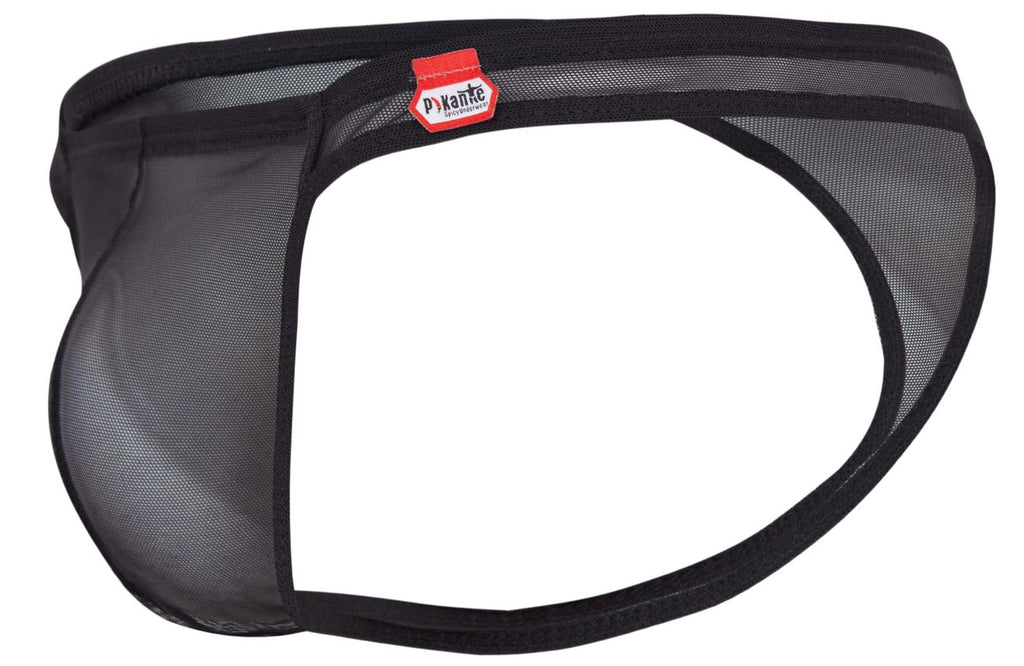 Black mesh briefs with red and white dyanne brand tag on waistband from Pikante PIK 2115 amusing thongs collection