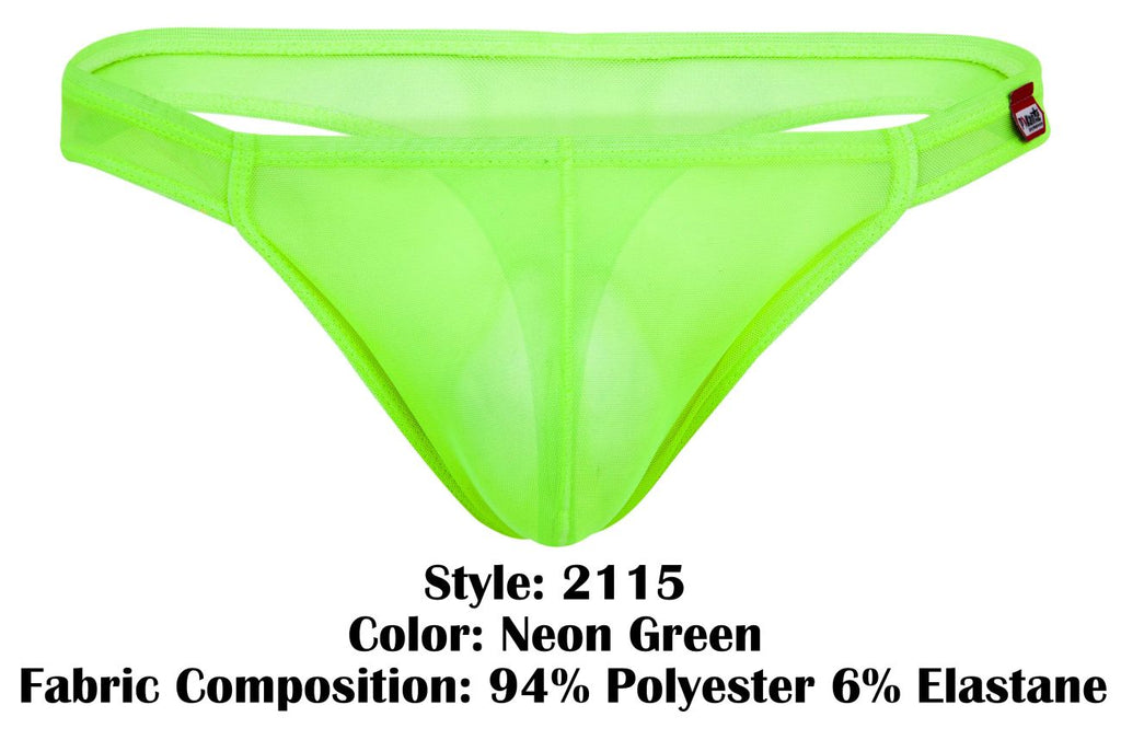 Neon green sheer thong pikante PIK 2115 amusing made of 94 polyester 6 elastane shown from the back side