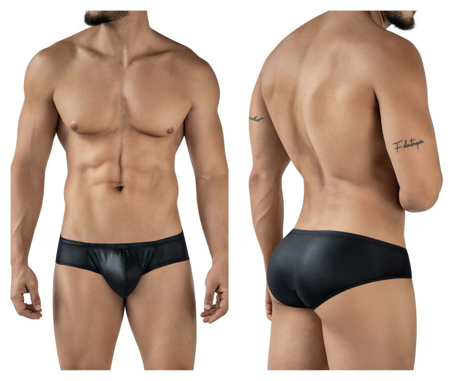 Black glossy-finish Pikante PIK 2118 Candy briefs with a sleek, form-fitting design for men