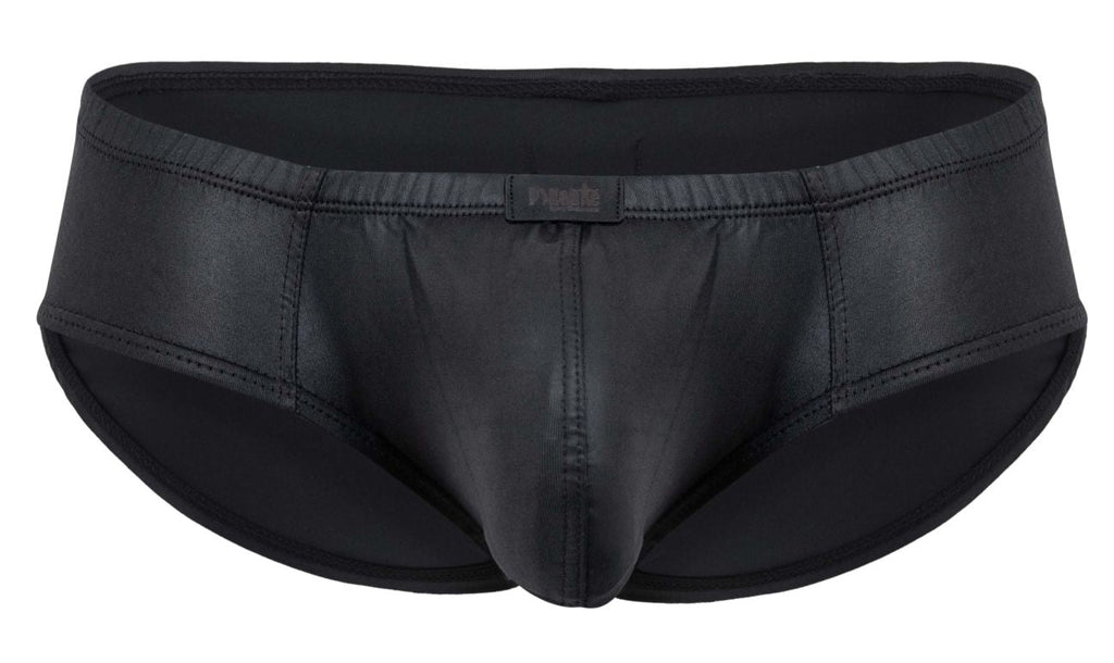 Pikante pik 2118 candy briefs black black patent leather with sleek glossy finish and subtle stitching details