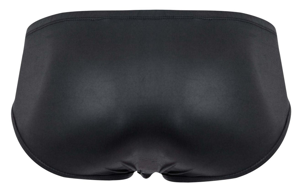 Black glossy-finish pikante pik 2118 candy briefs swim trunks with smooth form-fitting design