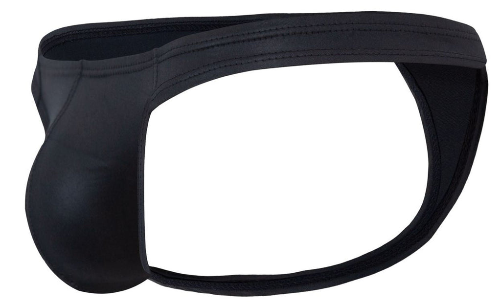 Black sleek form-fitting pikante pik 2119 candy thongs with smooth matte finish men’s briefs front view