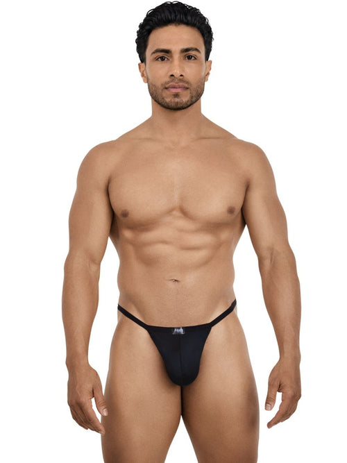 Men's sleek black G-string by Pikante. Minimalist, form-fitting design for daily wear or intimate occasions.