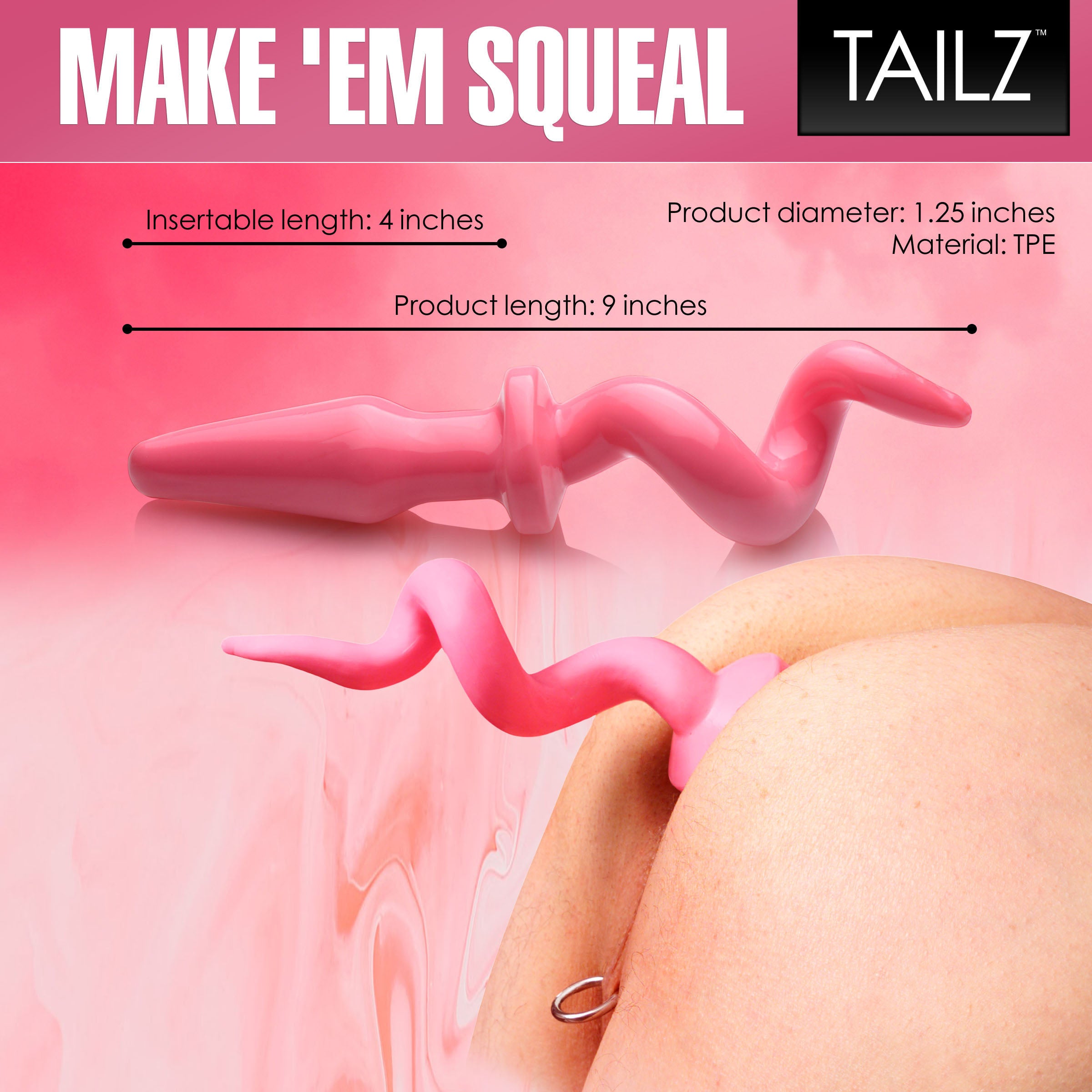 Tapón anal con cola de cerdo rosa