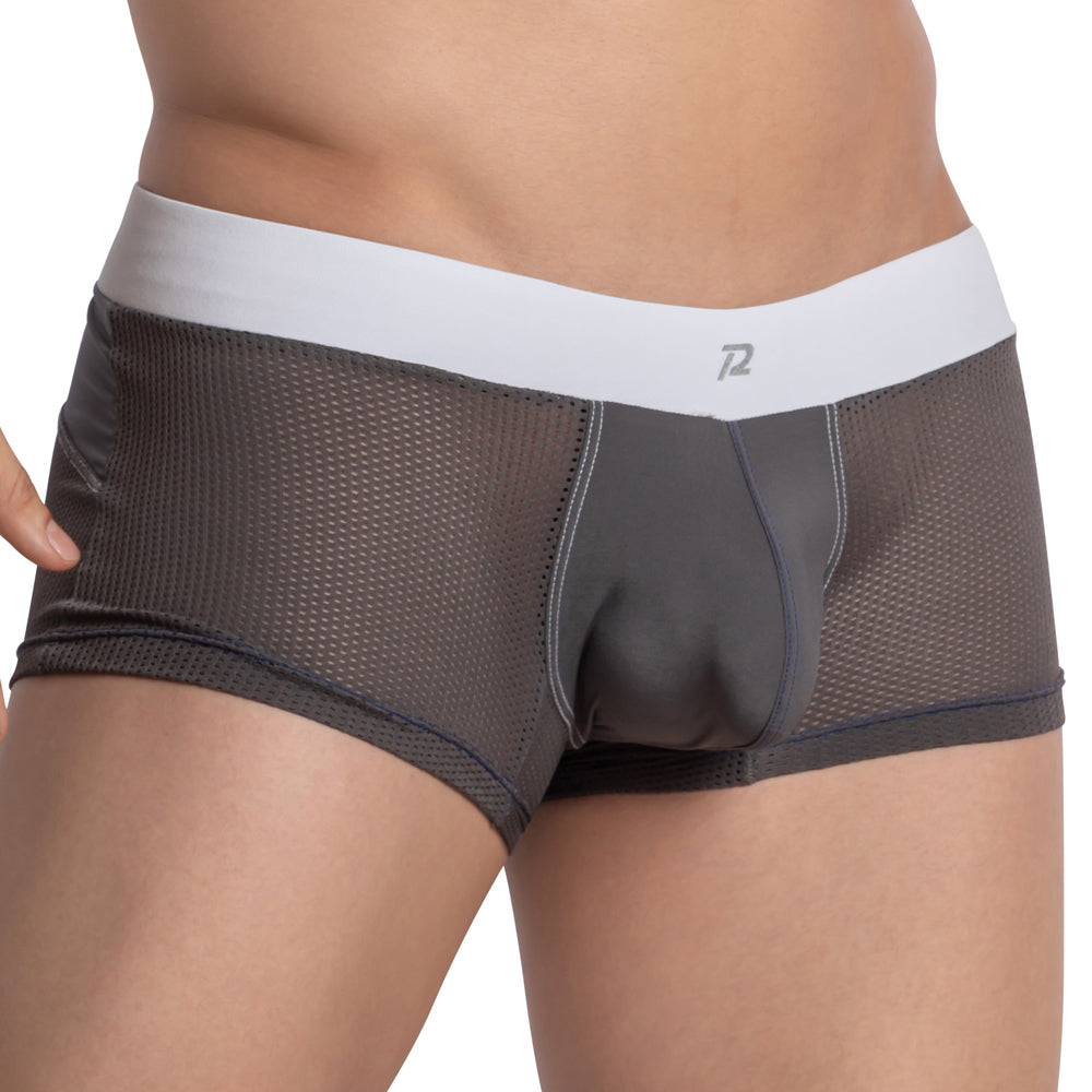 Dark gray mesh pistol pete ppg043 boxer briefs with white waistband and small logo for comfortable support