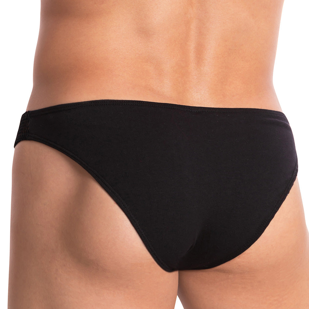 Black pistol pete ppi008 bikini brief with smooth form-fitting design in soft fabric shown from the front
